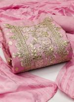 Chanderi Silk Pink Festival Wear Embroidery Work Dress Material